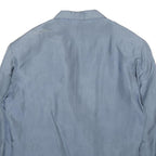 VINCI Mens Blue Silk Button Jacket S Plain Formal Lightweight Classic Tailored