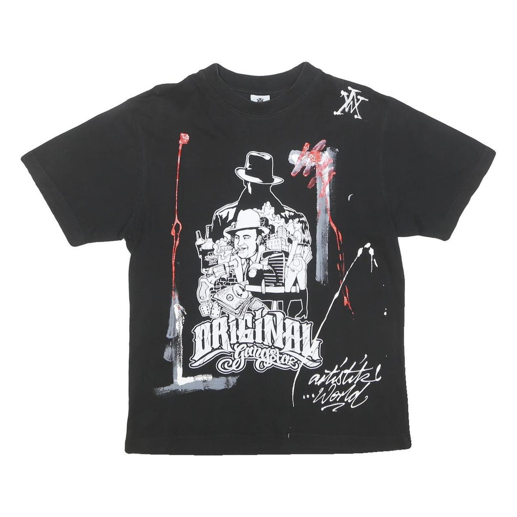 ARTISTIK WORLD Mens Black Graphic T-Shirt M Short Sleeve Crew Neck Original