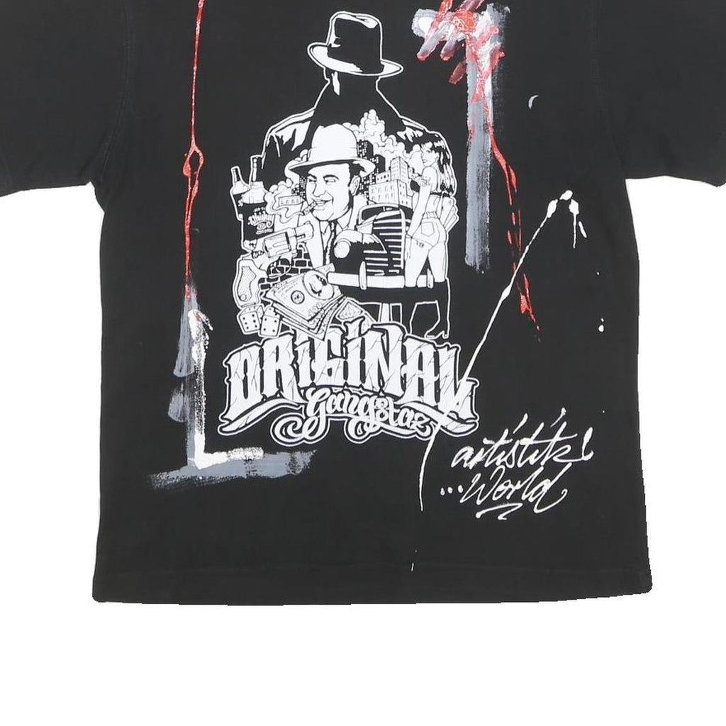 ARTISTIK WORLD Mens Black Graphic T-Shirt M Short Sleeve Crew Neck Original