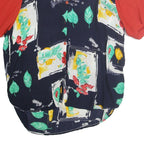 DEOMINO PARIS Womens Navy Blue & Red Printed Short Sleeve Shirt M Relaxed Fit