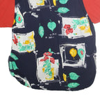 DEOMINO PARIS Womens Navy Blue & Red Printed Short Sleeve Shirt M Relaxed Fit