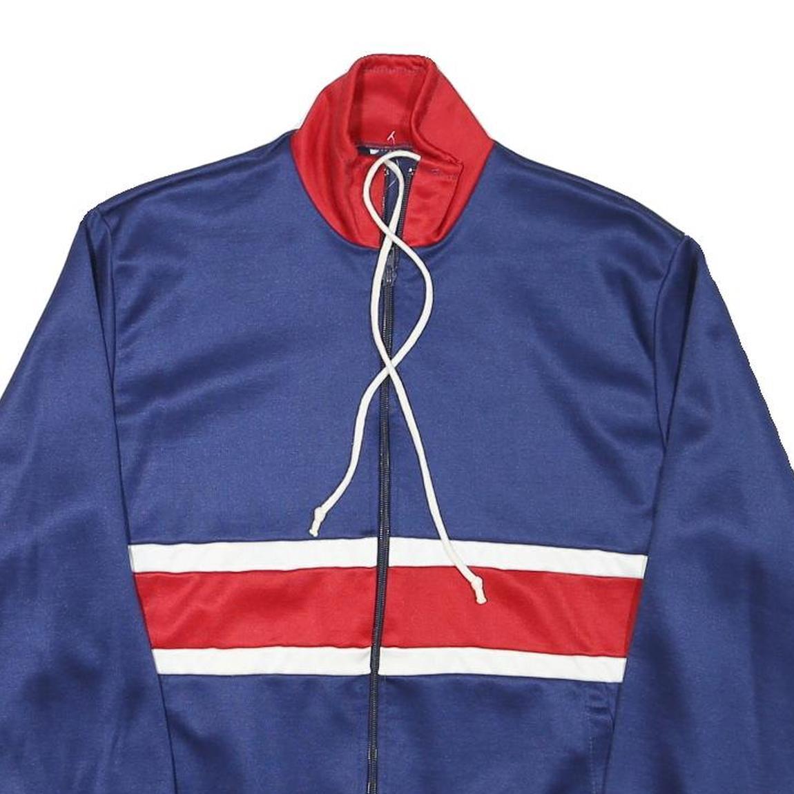 Mens Blue Red Track Jacket S Polyester Blend Zip Plain Sports Style