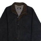 PIATTELLI Mens Trench Coat Black Faux Suede L