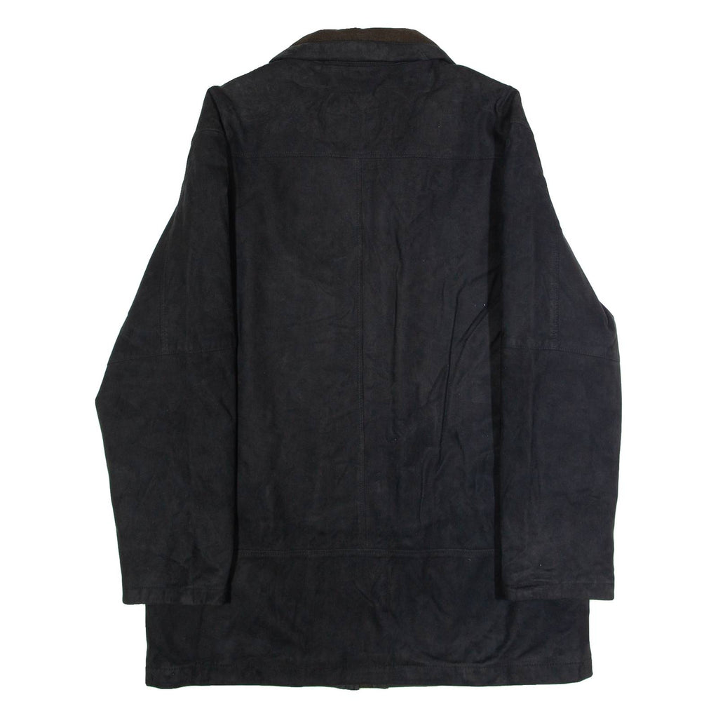 PIATTELLI Mens Trench Coat Black Faux Suede L