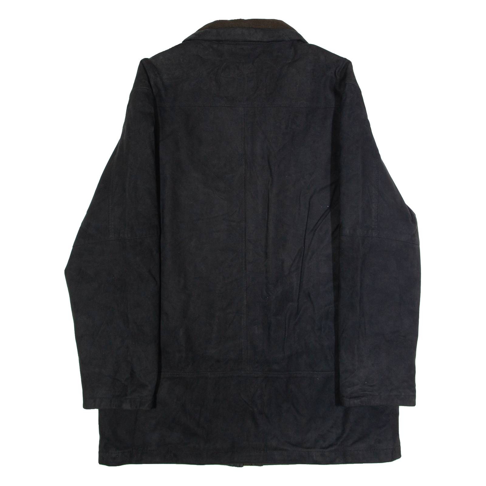 PIATTELLI Mens Trench Coat Black Faux Suede L