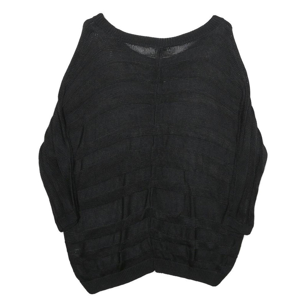 CALVIN KLEIN Womens Black Plain V-Neck Basic Knit Jumper S Lightweight Rayon