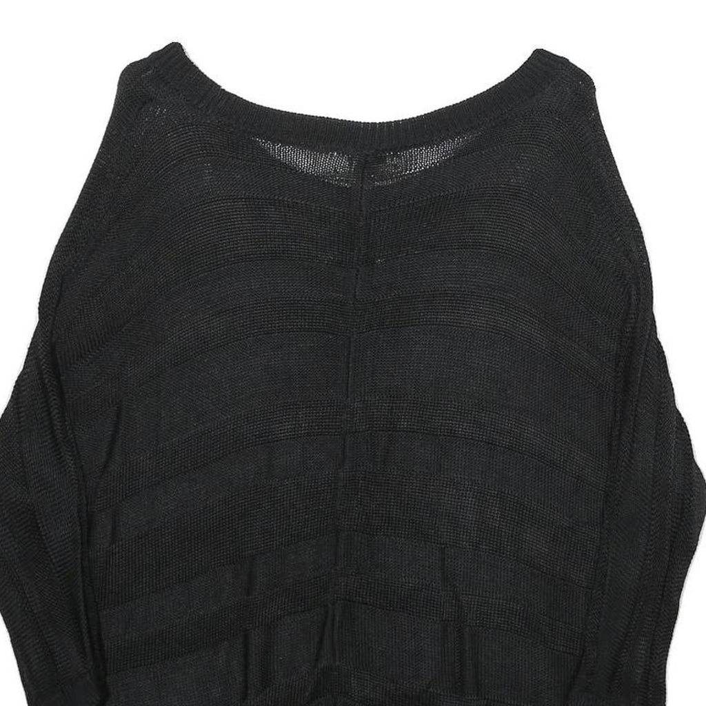 CALVIN KLEIN Womens Black Plain V-Neck Basic Knit Jumper S Lightweight Rayon