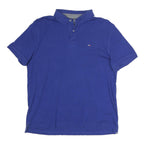 TOMMY HILFIGER Mens Blue Short Sleeve Plain M Cotton Polo Shirt Classic
