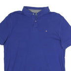 TOMMY HILFIGER Mens Blue Short Sleeve Plain M Cotton Polo Shirt Classic