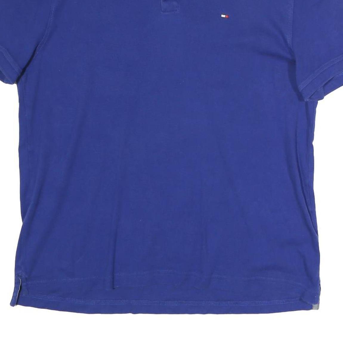 TOMMY HILFIGER Mens Blue Short Sleeve Plain M Cotton Polo Shirt Classic