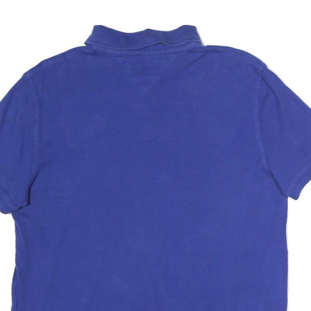 TOMMY HILFIGER Mens Blue Short Sleeve Plain M Cotton Polo Shirt Classic