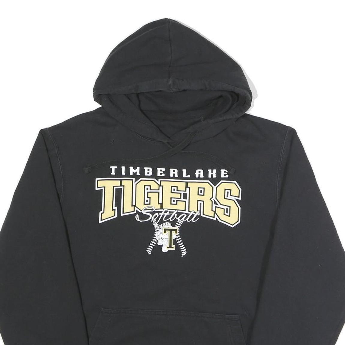 Mens Black Timberlake Tigers Softball Hooded Pullover S Cotton Blend Hoodie