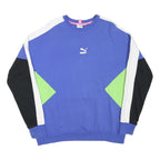 PUMA Mens Blue & Green Sweatshirt Crew Neck L Cotton Blend Pullover