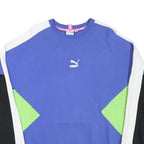 PUMA Mens Blue & Green Sweatshirt Crew Neck L Cotton Blend Pullover