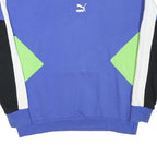 PUMA Mens Blue & Green Sweatshirt Crew Neck L Cotton Blend Pullover
