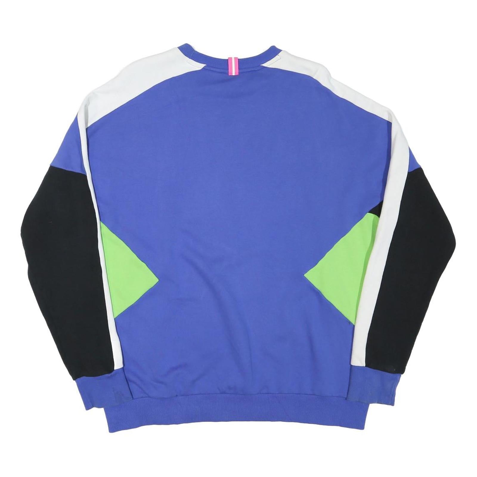 PUMA Mens Blue & Green Sweatshirt Crew Neck L Cotton Blend Pullover