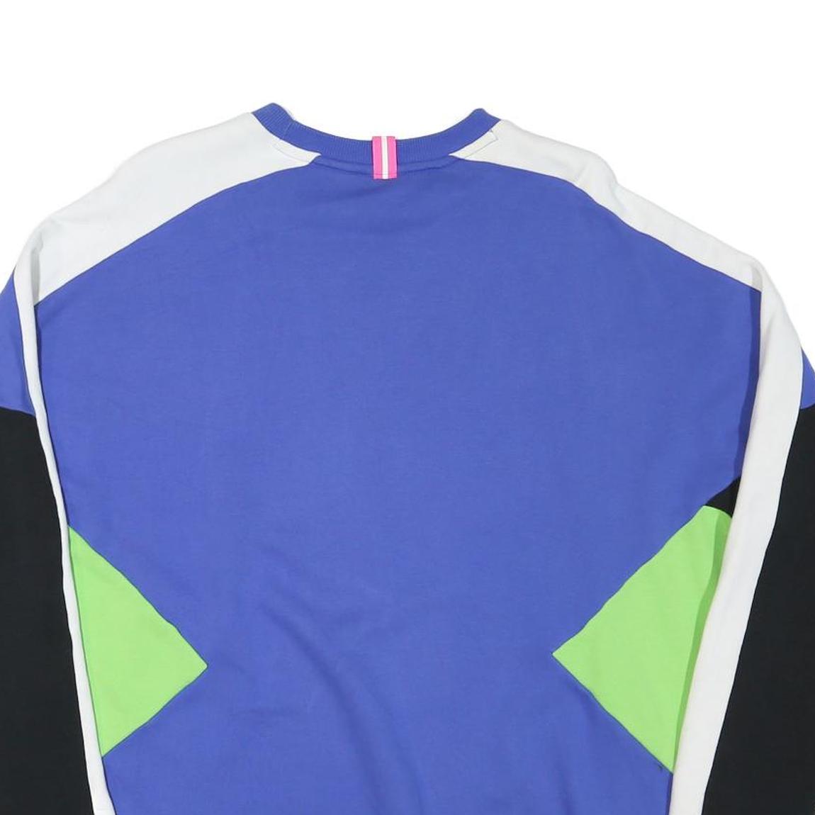 PUMA Mens Blue & Green Sweatshirt Crew Neck L Cotton Blend Pullover