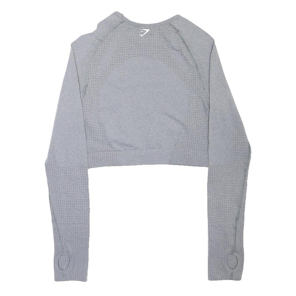 GYMSHARK Womens Grey Sports Crop Top Long Sleeve Crew Neck S Workout