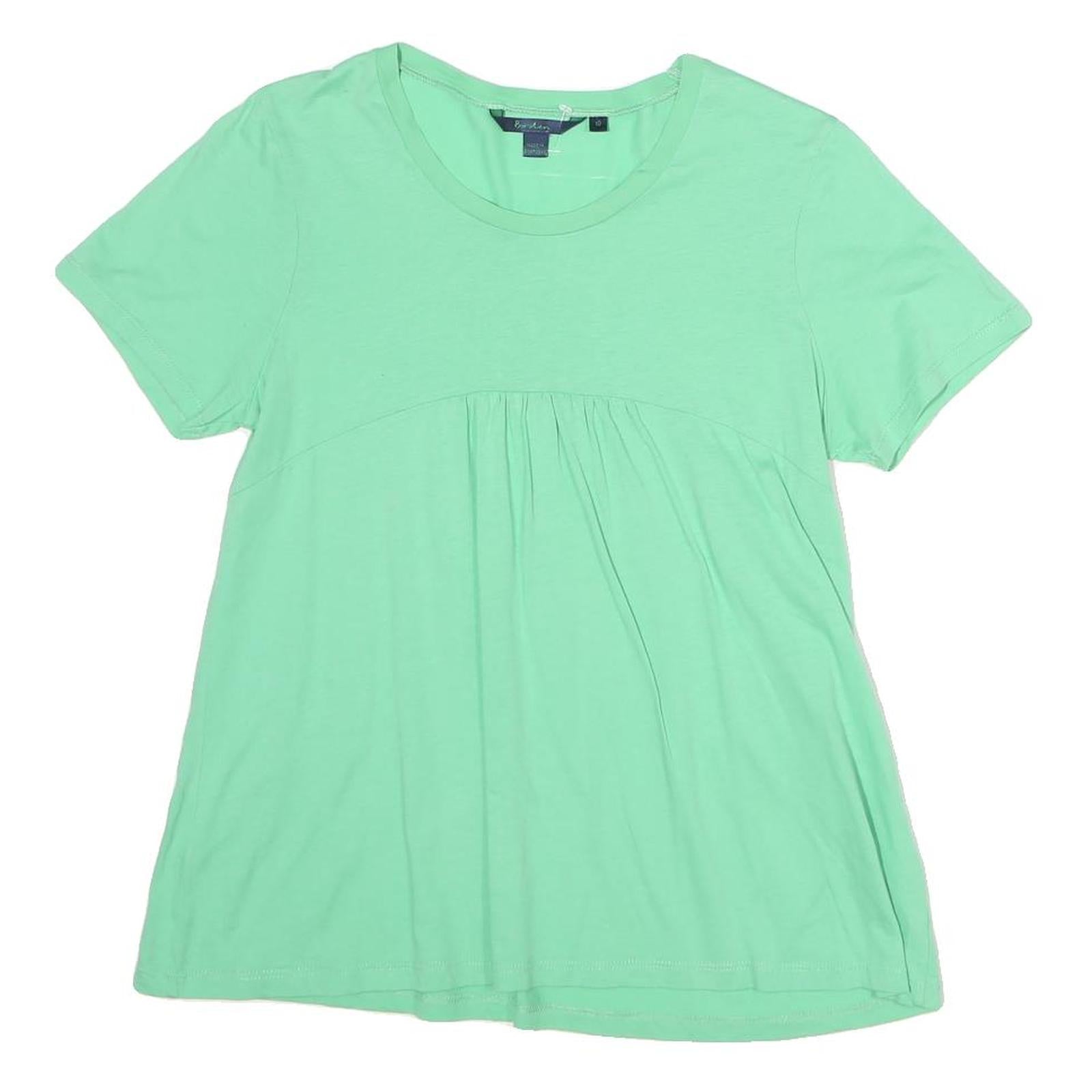 BODEN Womens Green Cotton Basic Short Sleeve Crew Neck Top M Relaxed Fit