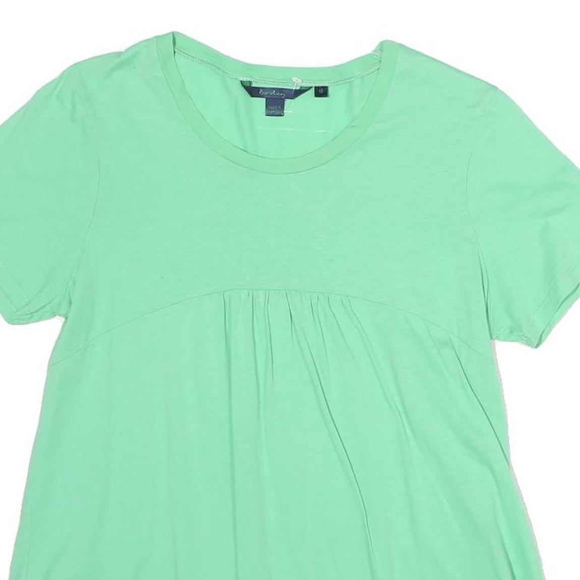 BODEN Womens Green Cotton Basic Short Sleeve Crew Neck Top M Relaxed Fit