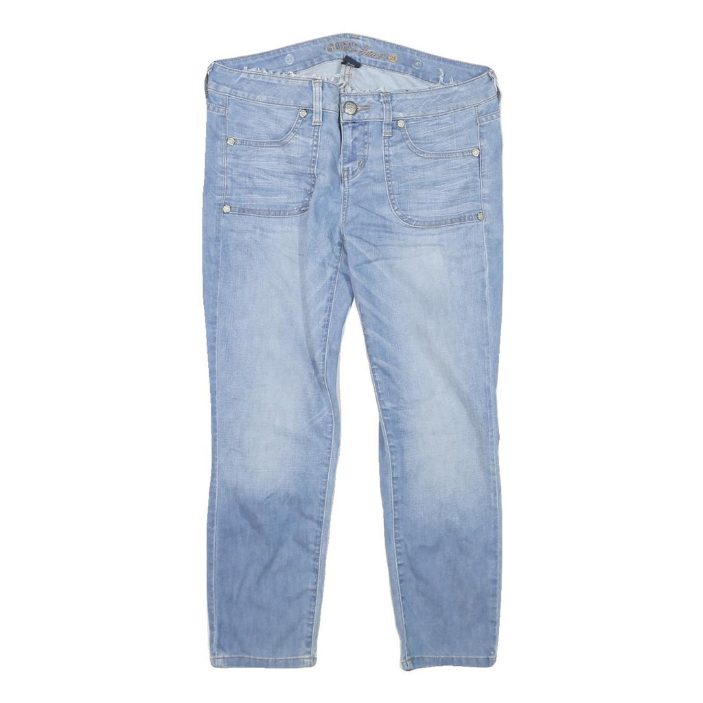 GUESS Womens Slim Light Blue Denim Jeans W32 L24 Zip Pocket Casual Denim