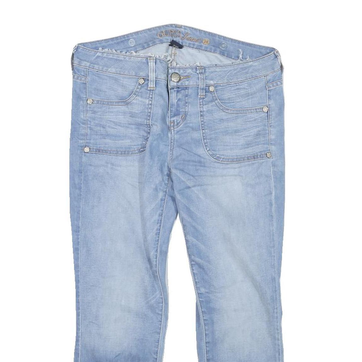 GUESS Womens Slim Light Blue Denim Jeans W32 L24 Zip Pocket Casual Denim