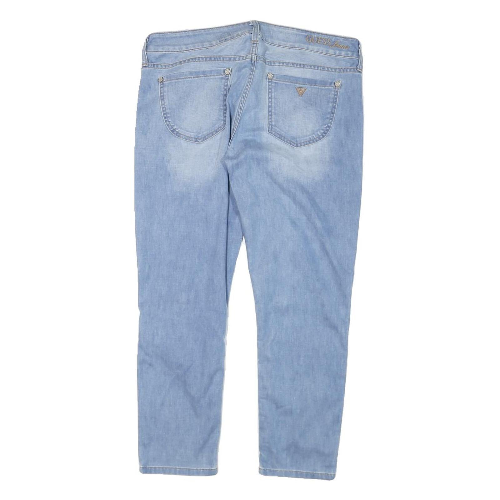 GUESS Womens Slim Light Blue Denim Jeans W32 L24 Zip Pocket Casual Denim