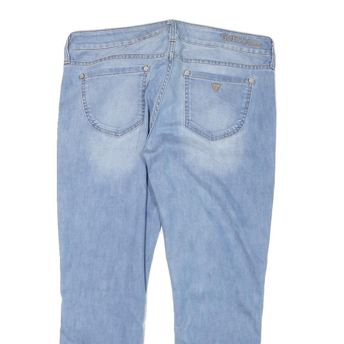 GUESS Womens Slim Light Blue Denim Jeans W32 L24 Zip Pocket Casual Denim