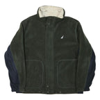 NAUTICA Mens Green & Navy Outdoor Reversible Jacket L Polyester Blend Fleece
