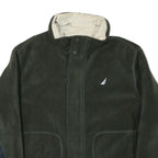 NAUTICA Mens Green & Navy Outdoor Reversible Jacket L Polyester Blend Fleece