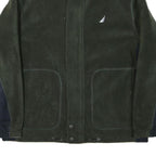 NAUTICA Mens Green & Navy Outdoor Reversible Jacket L Polyester Blend Fleece