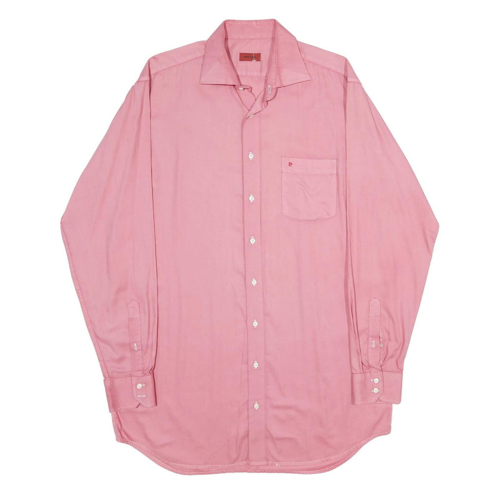 PIERRE CARDIN Mens Pink Shirt XL Cotton Classic Button Down Long Sleeve Pocket