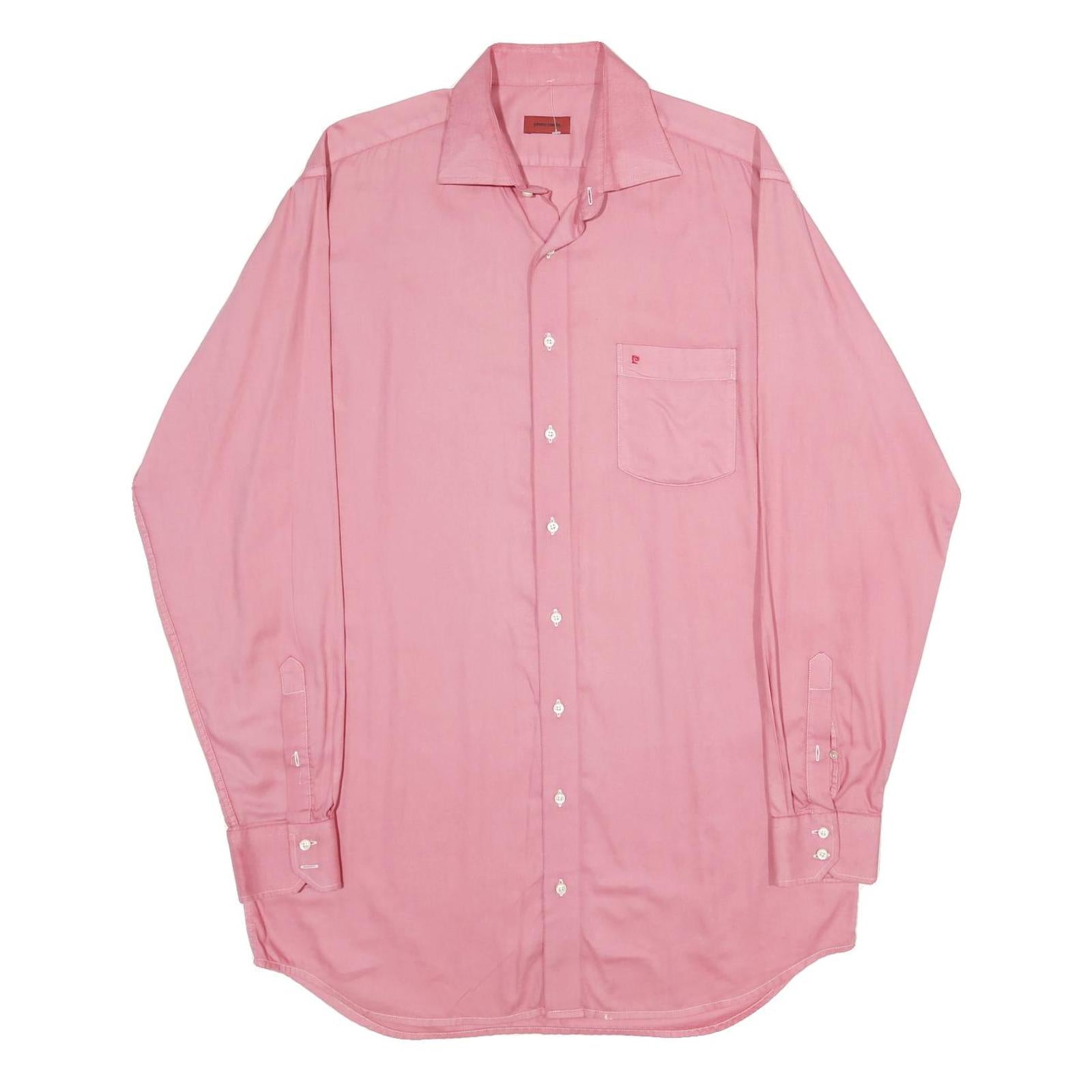 PIERRE CARDIN Mens Pink Shirt XL Cotton Classic Button Down Long Sleeve Pocket