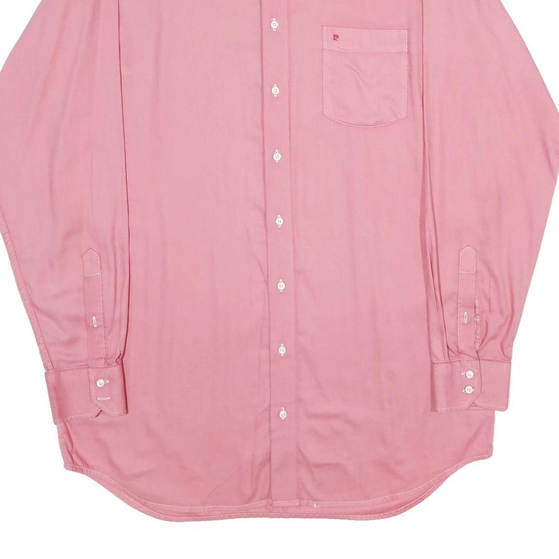 PIERRE CARDIN Mens Pink Shirt XL Cotton Classic Button Down Long Sleeve Pocket