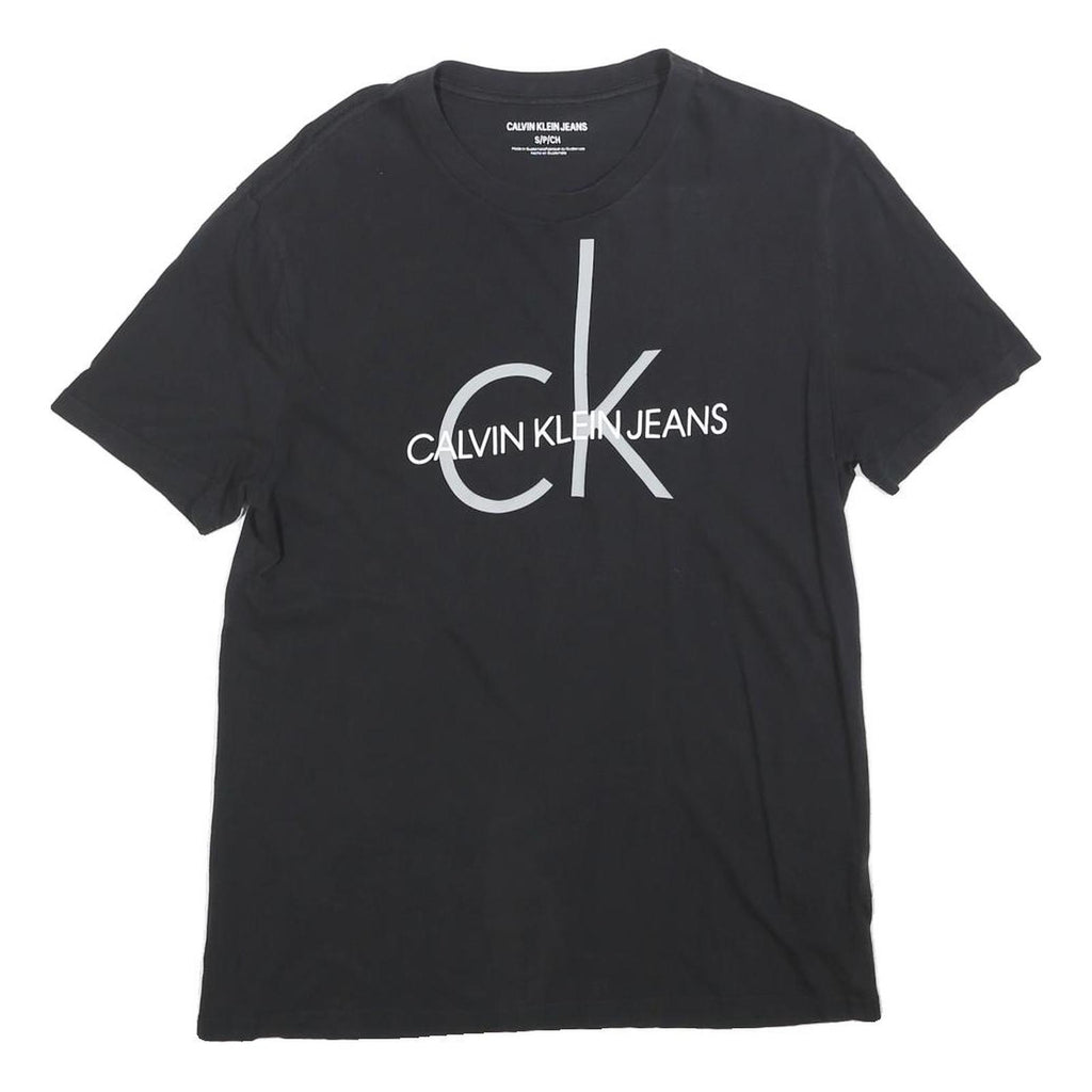 CALVIN KLEIN JEANS Mens Black S Cotton Blend Short Sleeve Crew Neck Logo T-Shirt