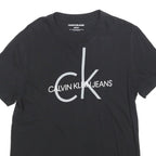 CALVIN KLEIN JEANS Mens Black S Cotton Blend Short Sleeve Crew Neck Logo T-Shirt