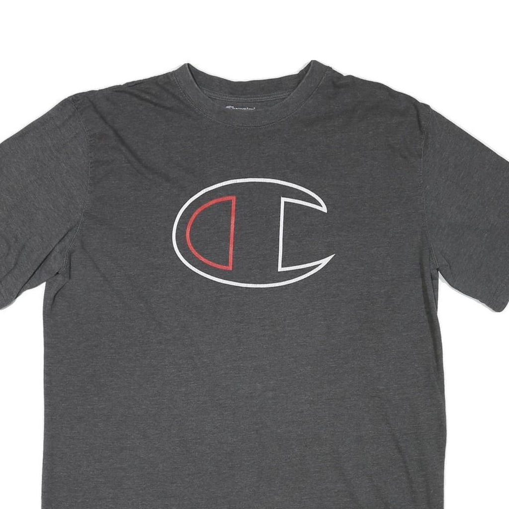 CHAMPION Mens Grey Graphic T-Shirt XL Short Sleeve Crew Neck Cotton Blend