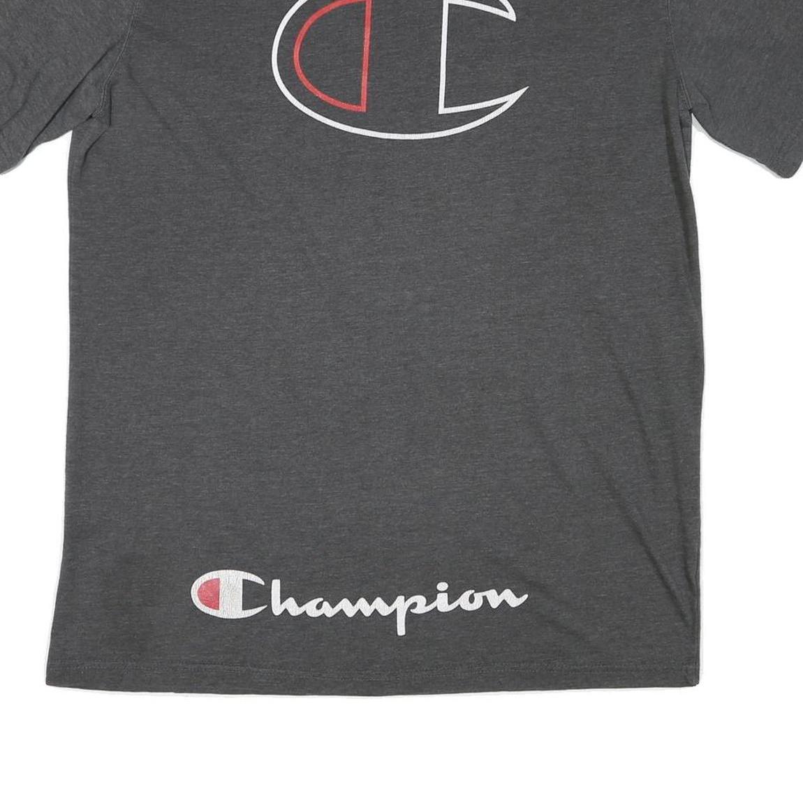 CHAMPION Mens Grey Graphic T-Shirt XL Short Sleeve Crew Neck Cotton Blend