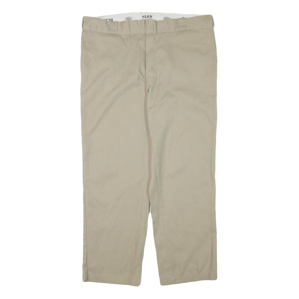 DICKIES Mens Regular Fit Beige Trousers W40 L30 Workwear Zip Closure Cotton