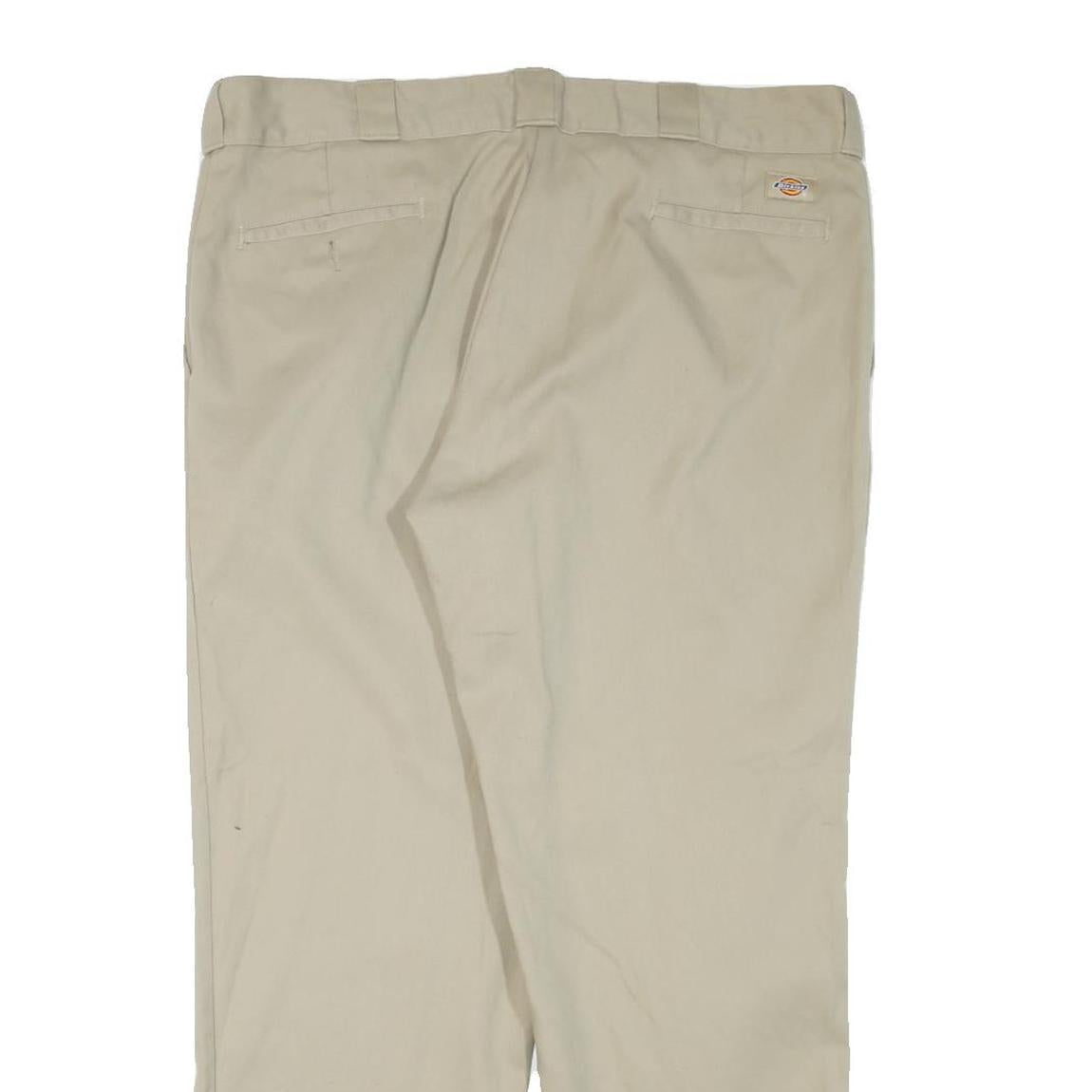 DICKIES Mens Regular Fit Beige Trousers W40 L30 Workwear Zip Closure Cotton