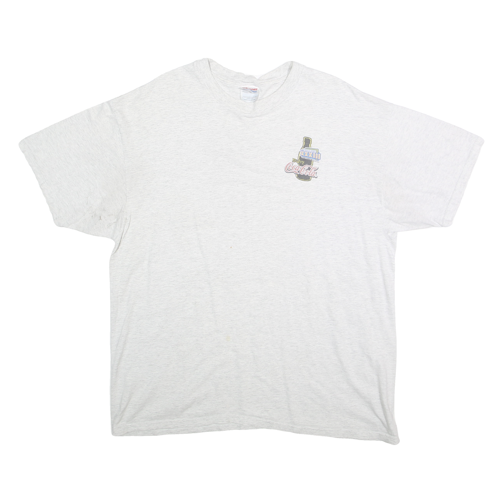 HANES HEAVYWEIGHT Mens White XL Short Sleeve Crew Neck Coca Cola Graphic T-Shirt