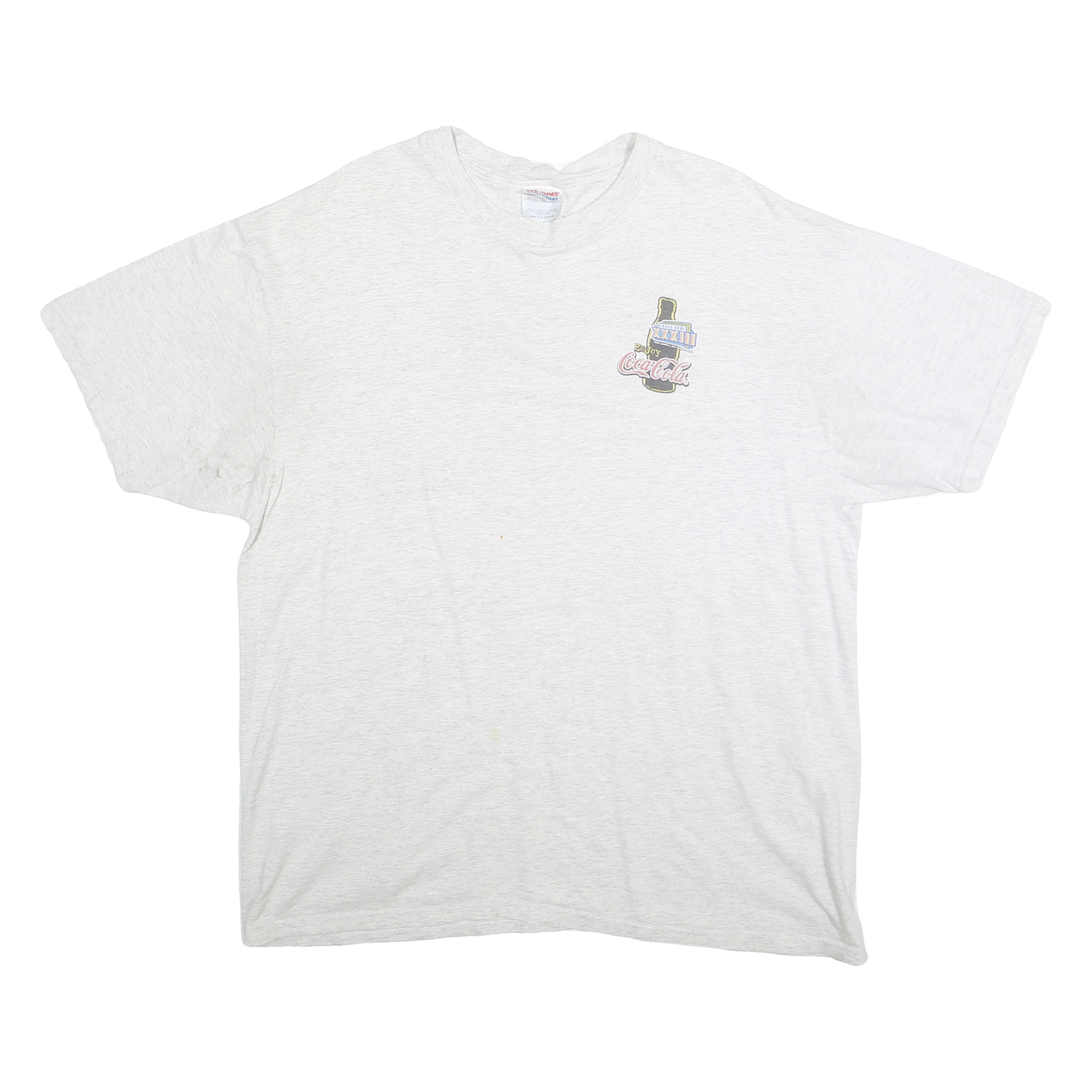 HANES HEAVYWEIGHT Mens White XL Short Sleeve Crew Neck Coca Cola Graphic T-Shirt