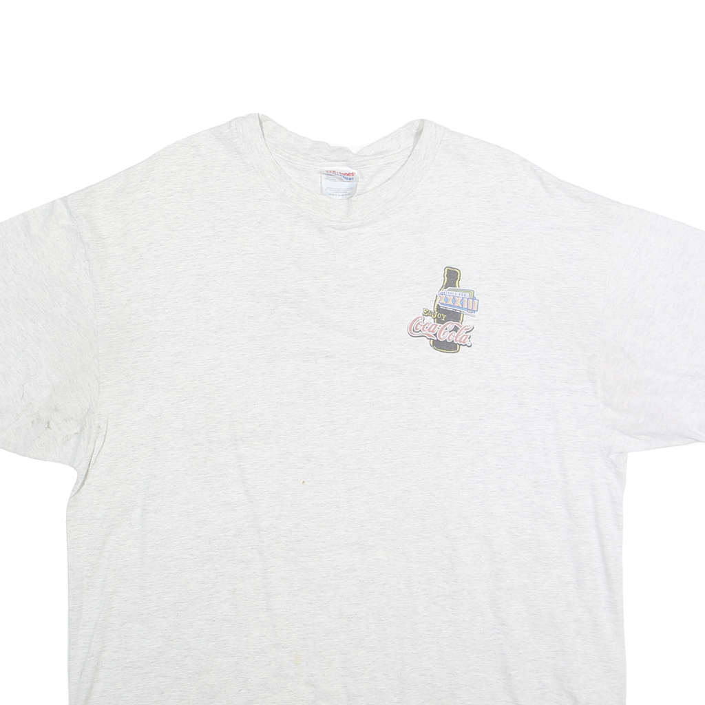 HANES HEAVYWEIGHT Mens White XL Short Sleeve Crew Neck Coca Cola Graphic T-Shirt