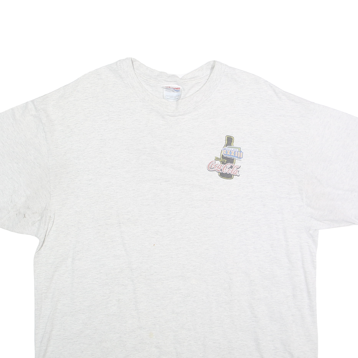 HANES HEAVYWEIGHT Mens White XL Short Sleeve Crew Neck Coca Cola Graphic T-Shirt