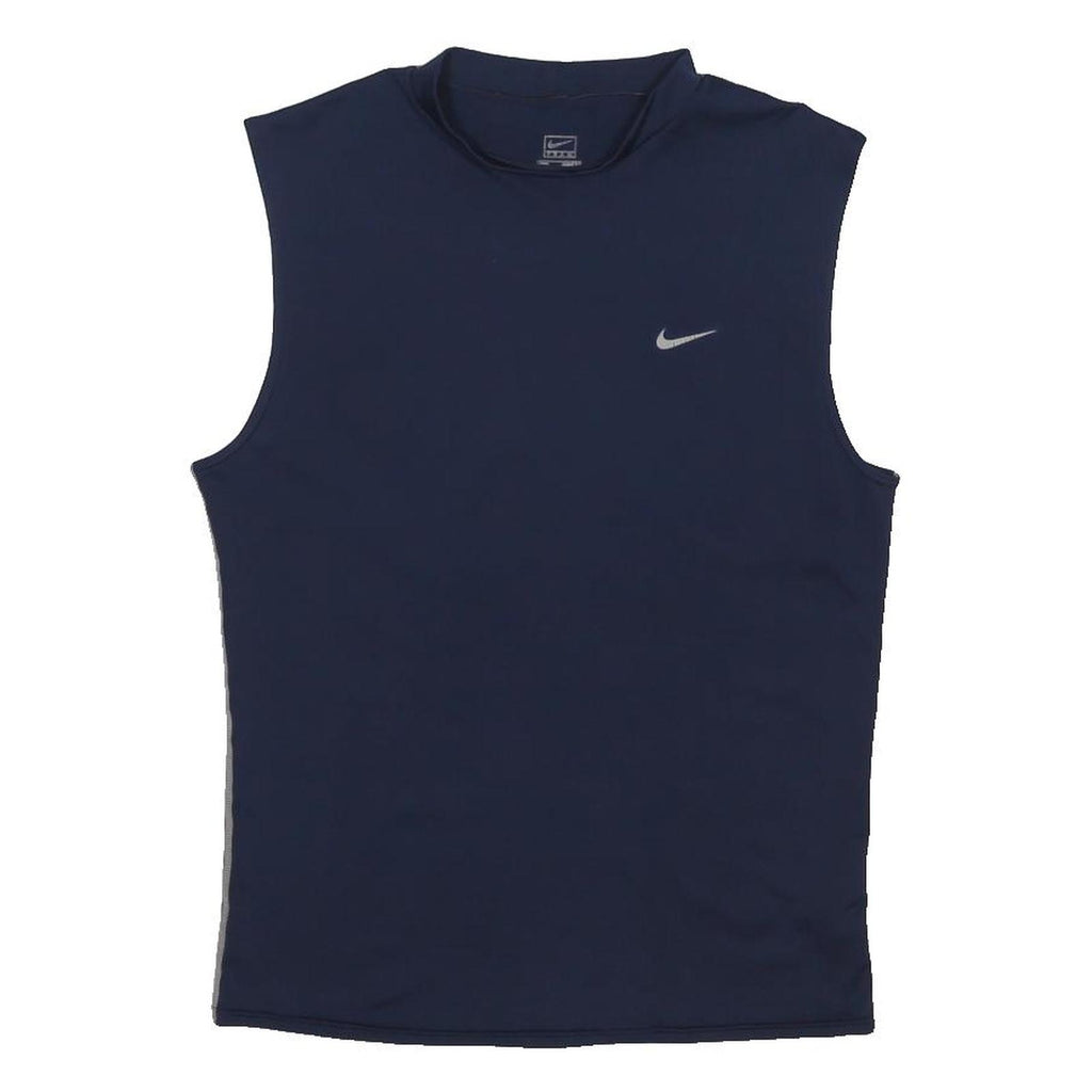 NIKE Womens Navy Blue Sleeveless Crew Neck Sports T-Shirt M Polyester