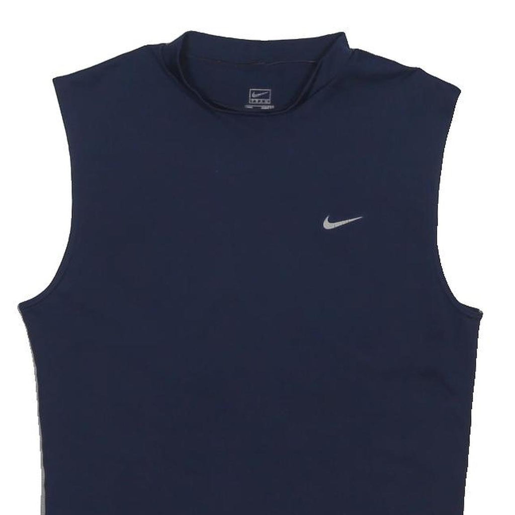 NIKE Womens Navy Blue Sleeveless Crew Neck Sports T-Shirt M Polyester