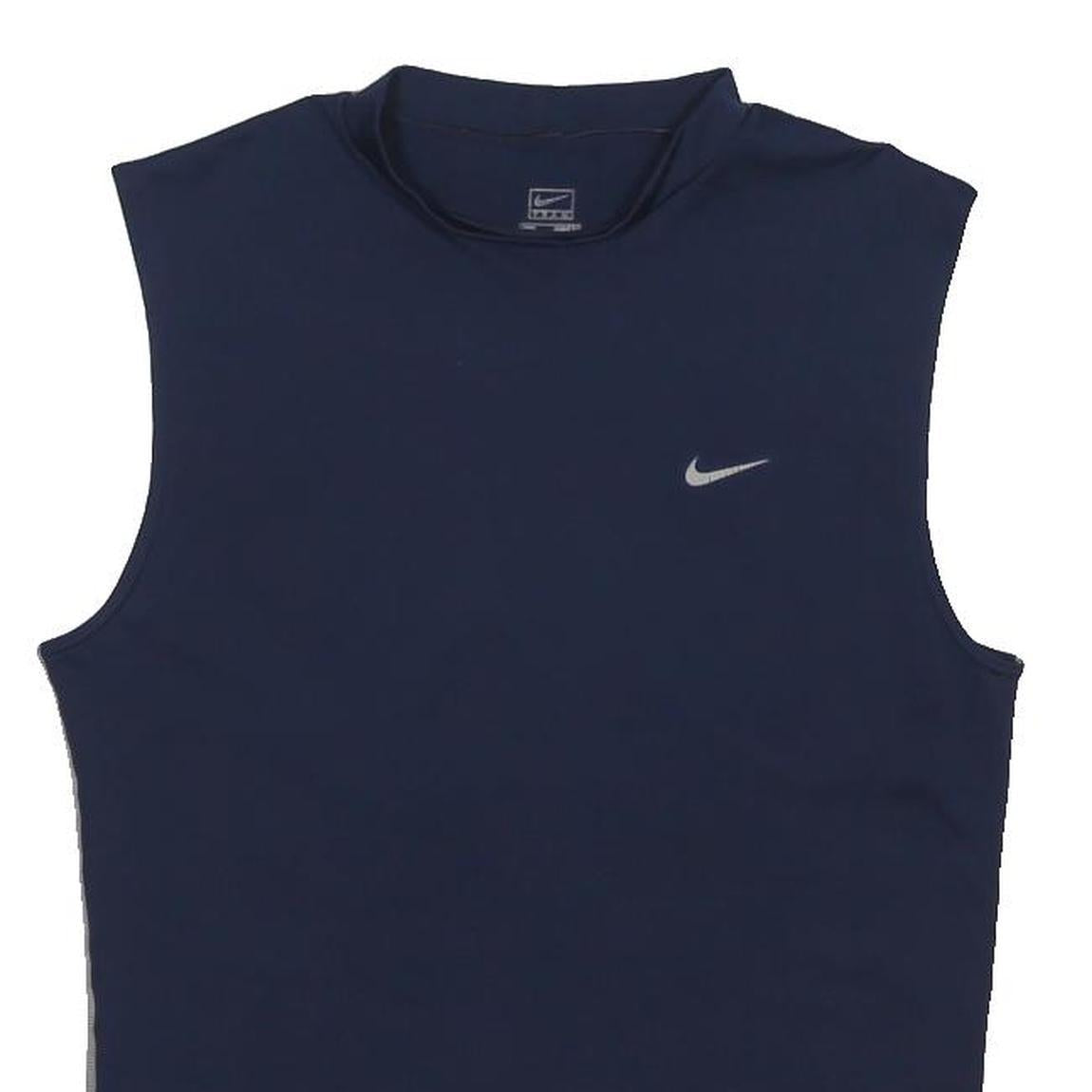 NIKE Womens Navy Blue Sleeveless Crew Neck Sports T-Shirt M Polyester