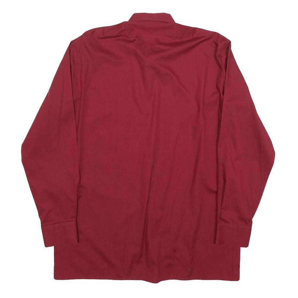 CLUB Mens Red Shirt M Button Plain Cotton Blend Casual Dress Shirt