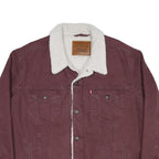 LEVI'S Mens Maroon Coach Jacket XL Cotton Blend Woven Plain Button Closure
