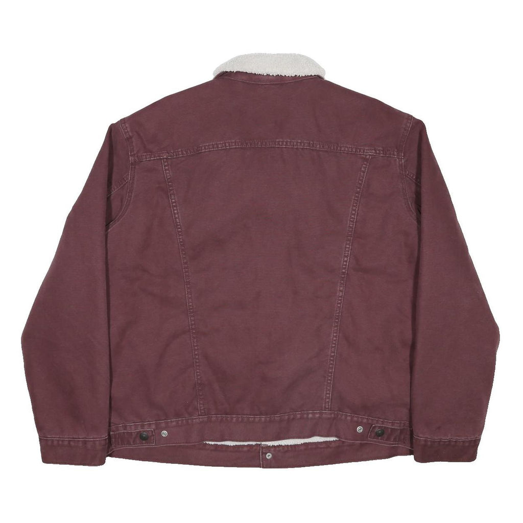 LEVI'S Mens Maroon Coach Jacket XL Cotton Blend Woven Plain Button Closure